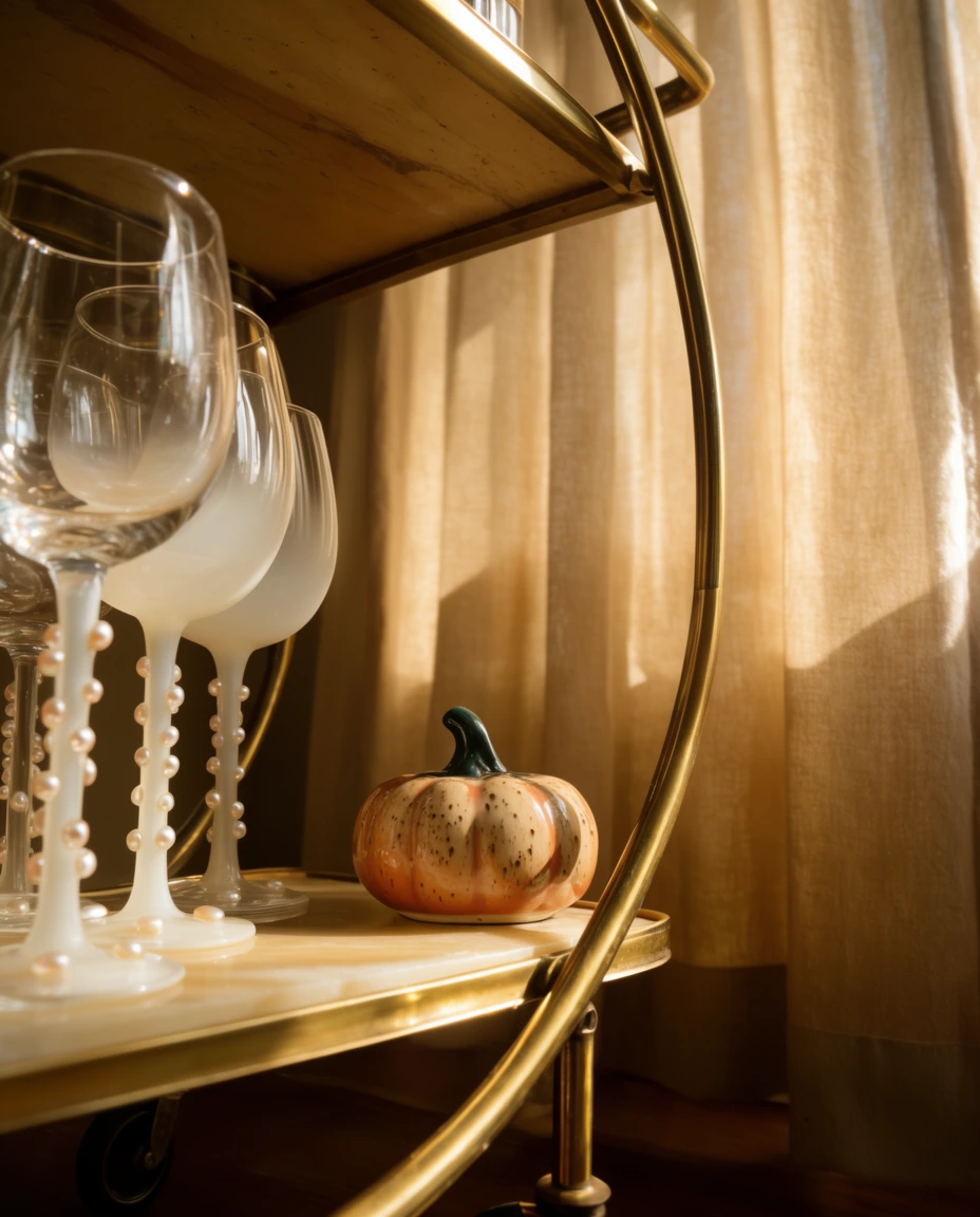 A Bar Cart Styled for Fall 2