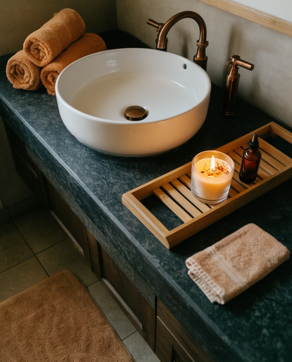 A Bathroom Escape in Amber Light 1