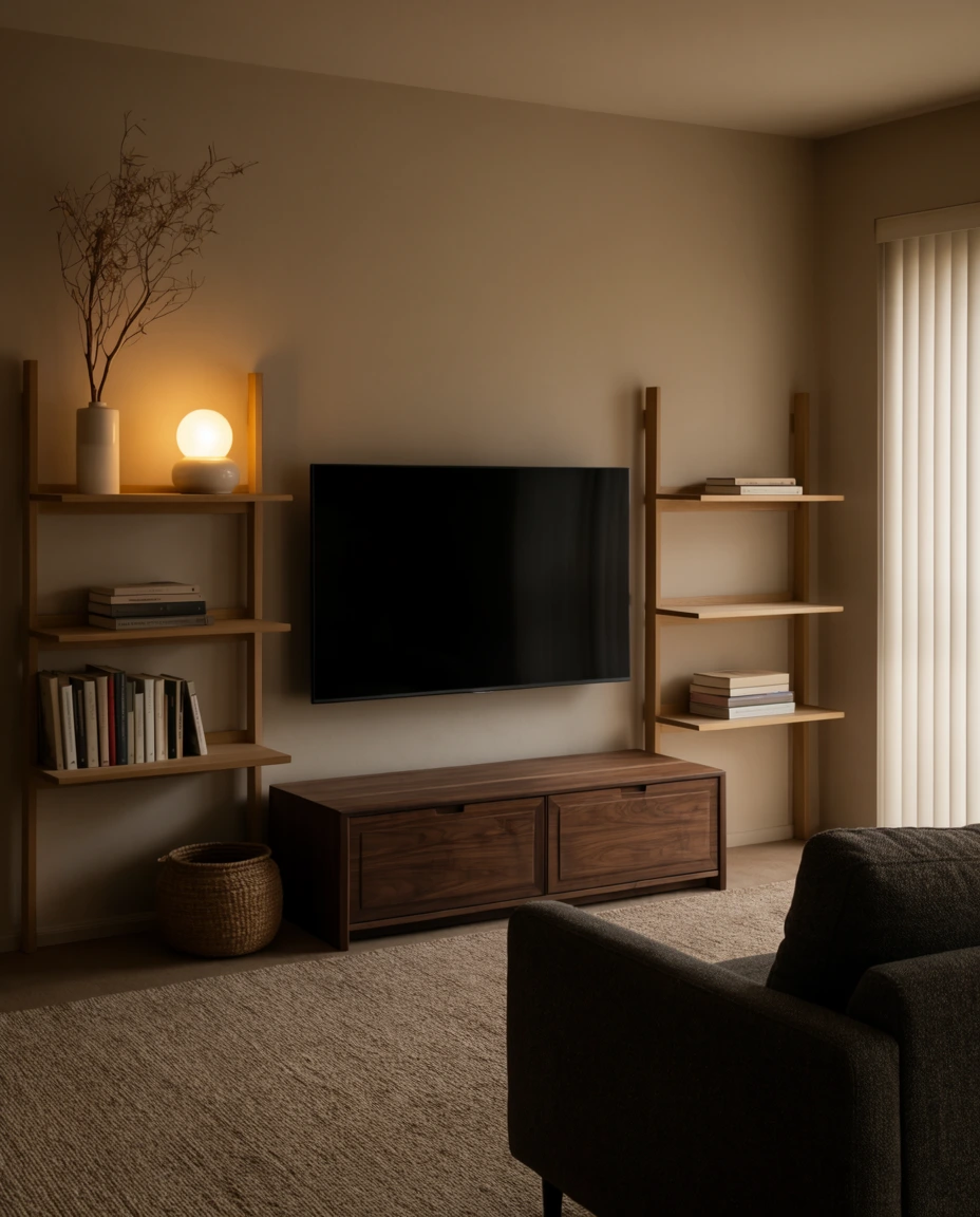 A TV Wall with Shelf-Warmth 2