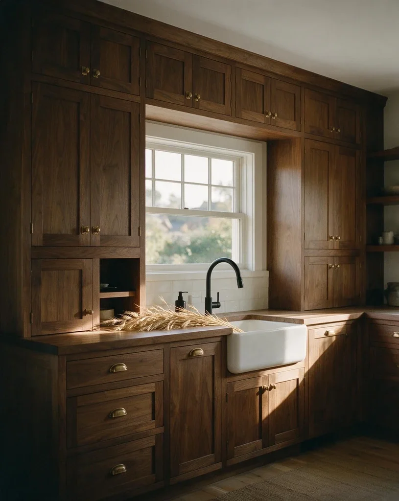 Brown Cabinets Warmed with Autumn Hues 1
