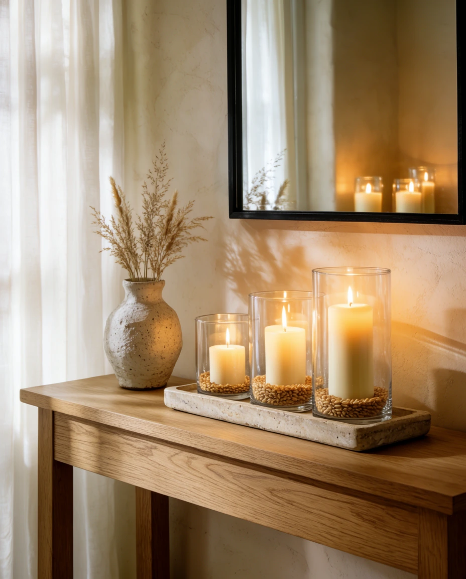 Candle Clusters in Clear Glass 1