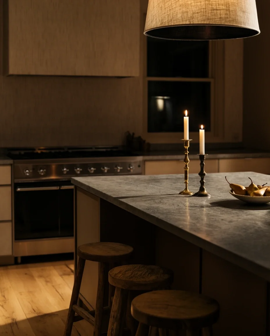 Candlelight Over the Kitchen Island 1