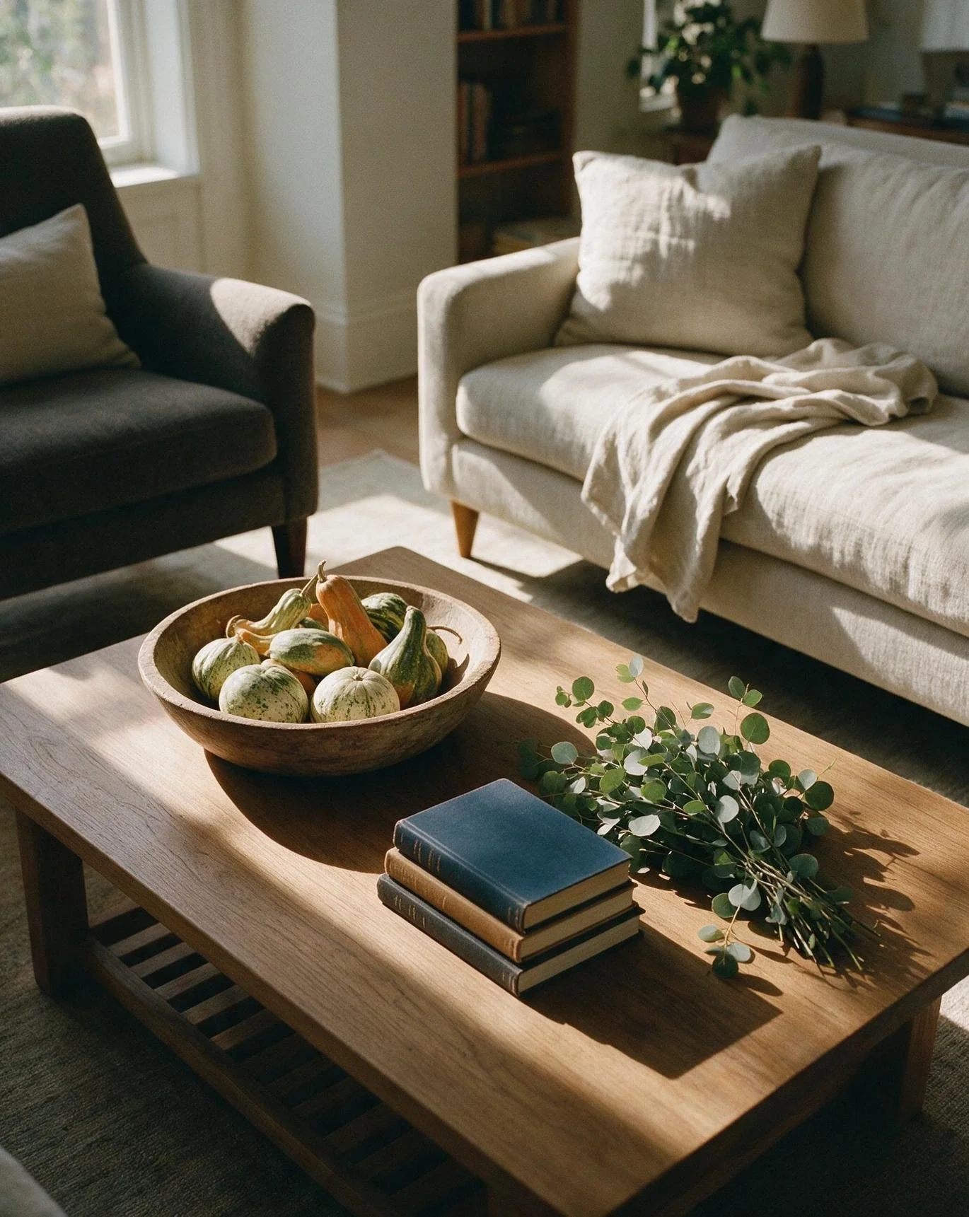 Coffee Table Styling with Pumpkins 1