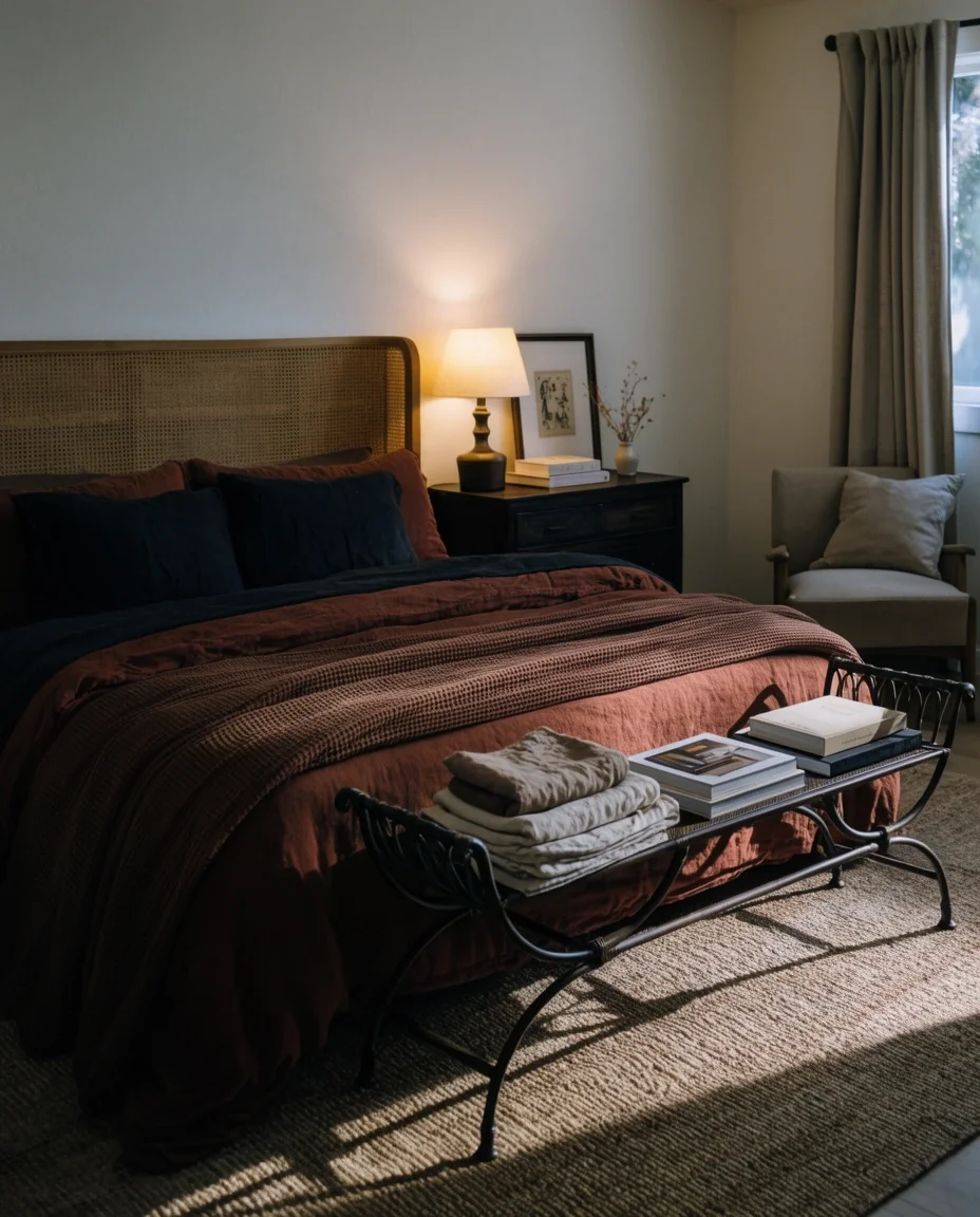 Cozy Bedding in Rust and Ink 2