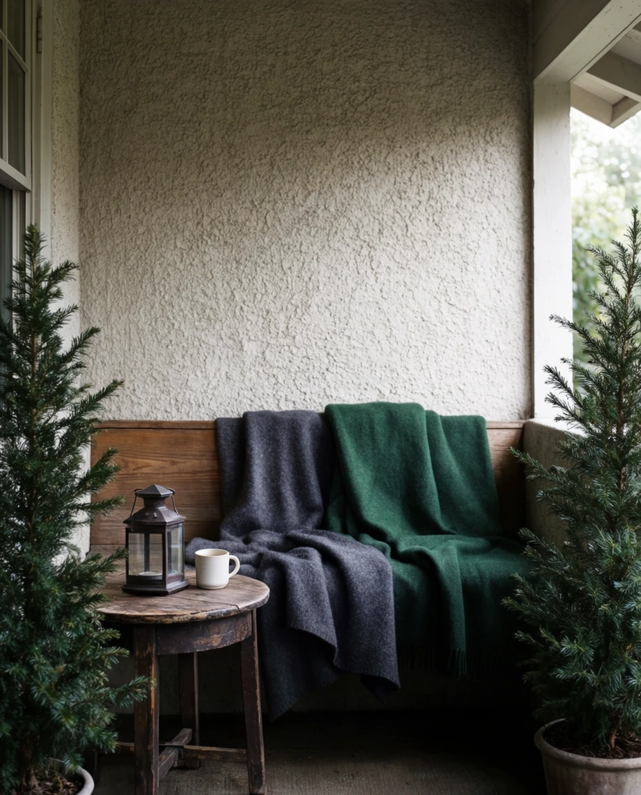 Cozy Bench Nook with Blankets 1