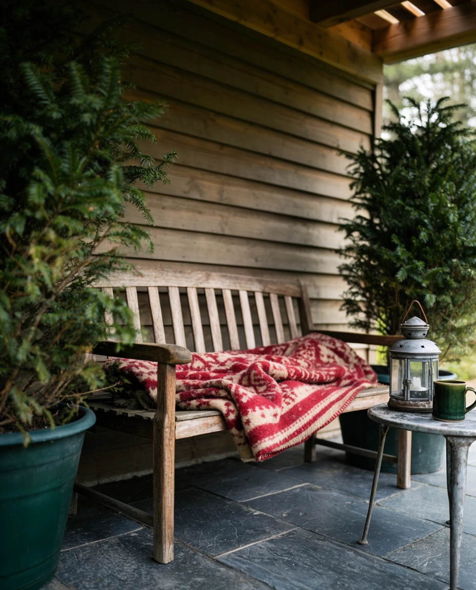 Cozy Bench Nook with Blankets 2