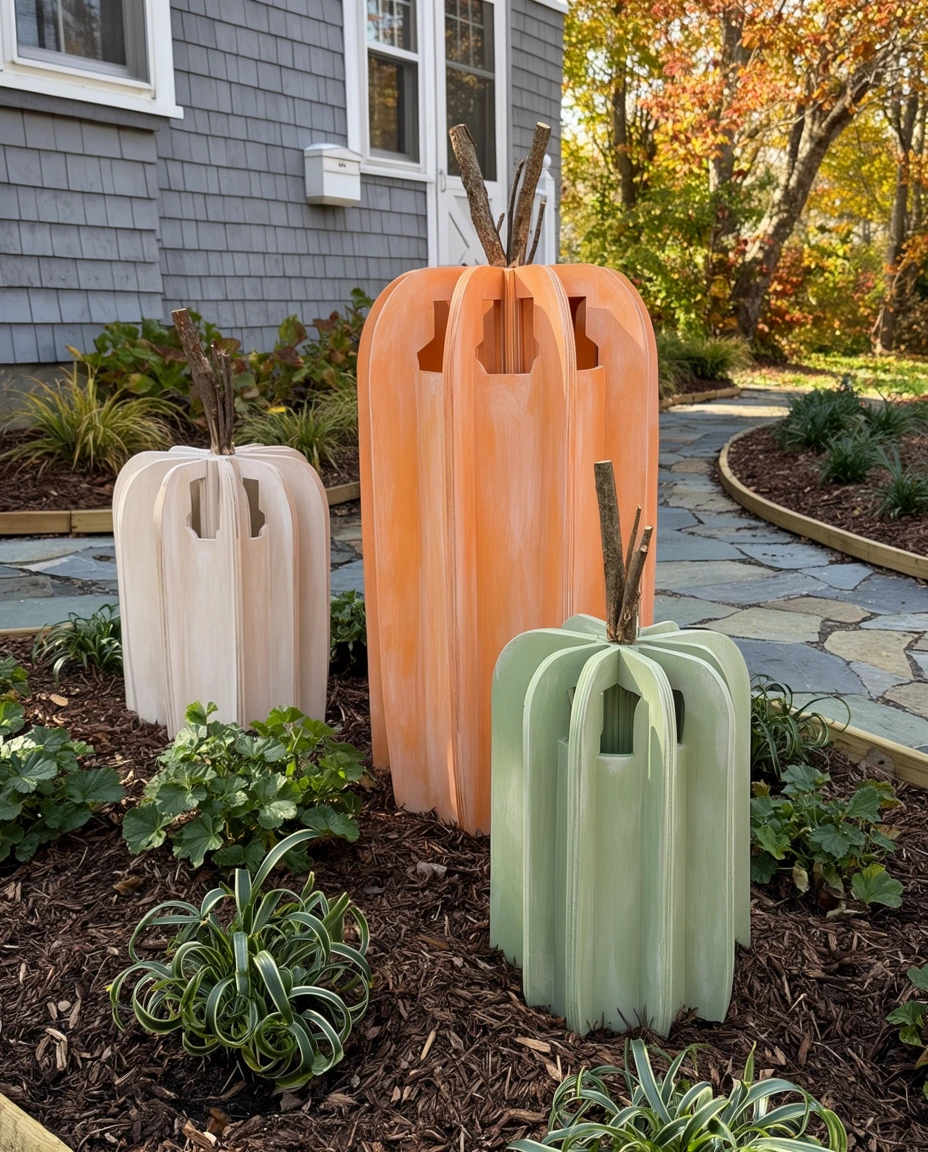 Cut and Paint Plywood Pumpkins 1