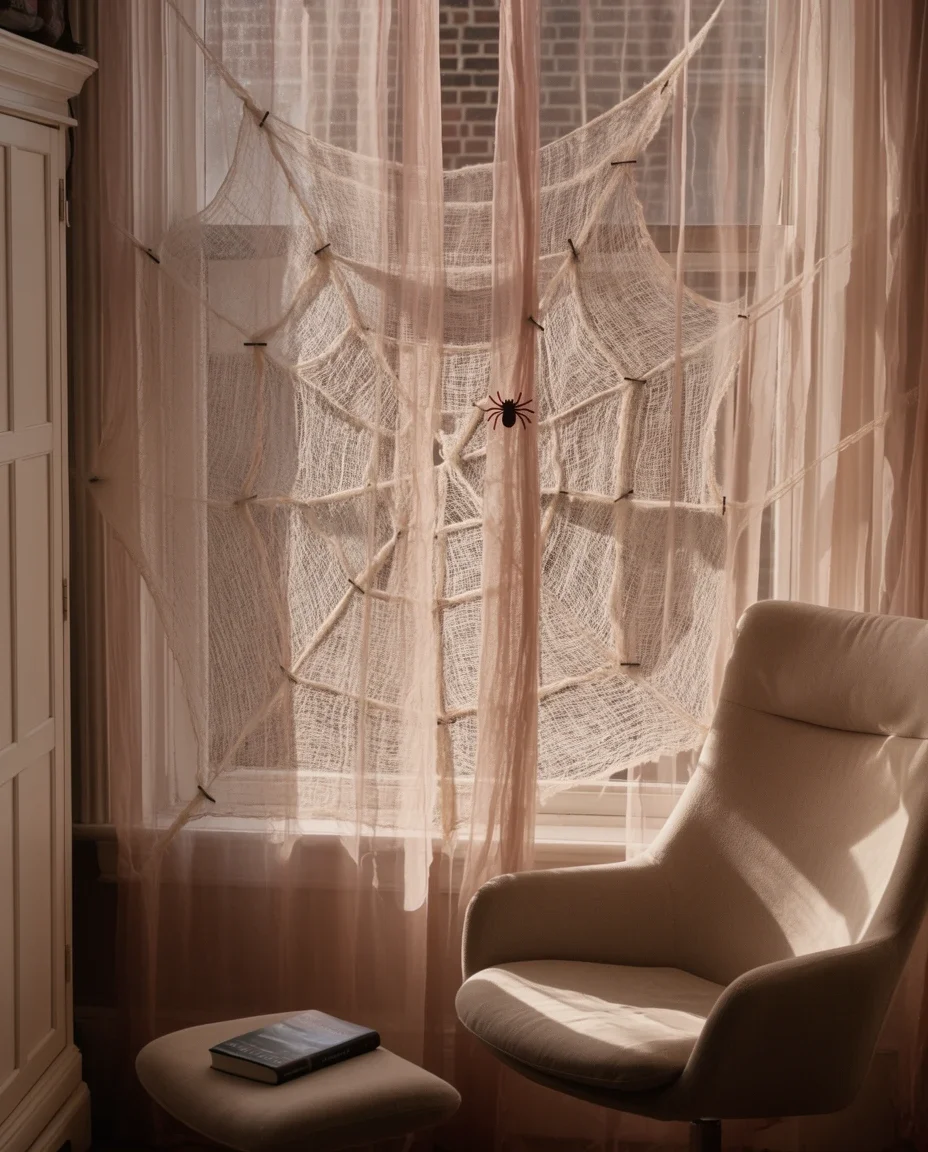 DIY Spider Web Curtains 1