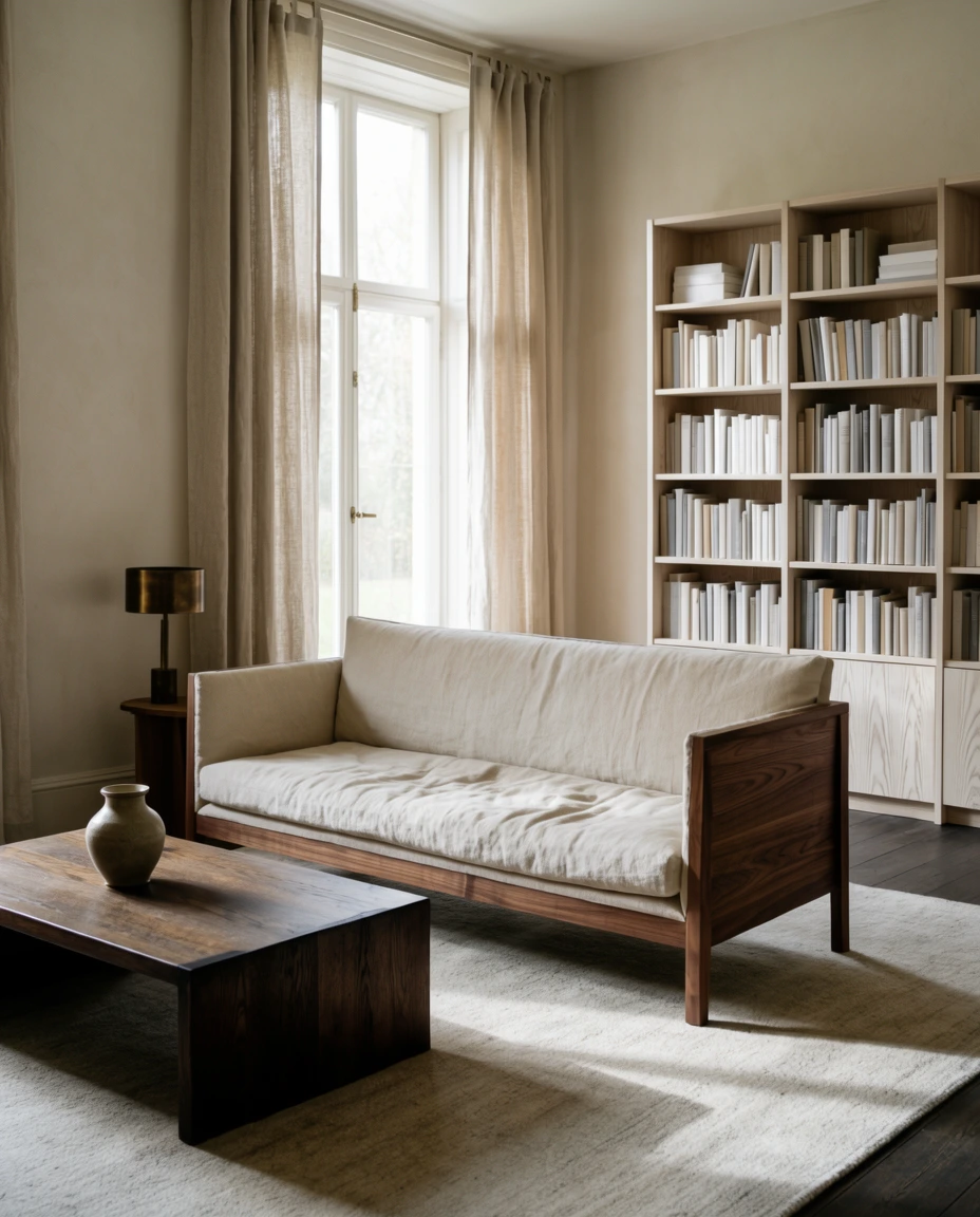 Dark Wood and Cream Linen 2