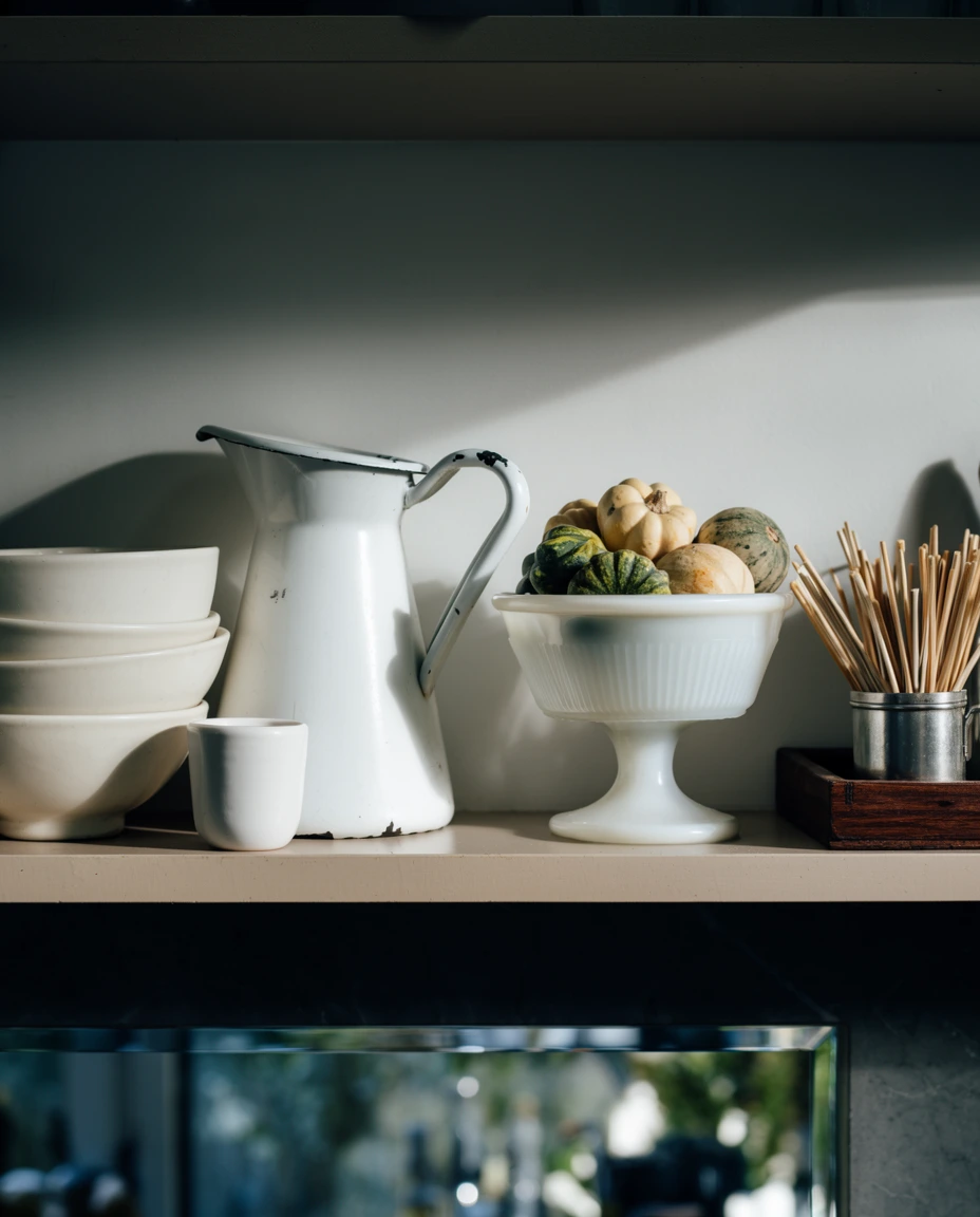 Enamelware and Milk Glass Displays 2