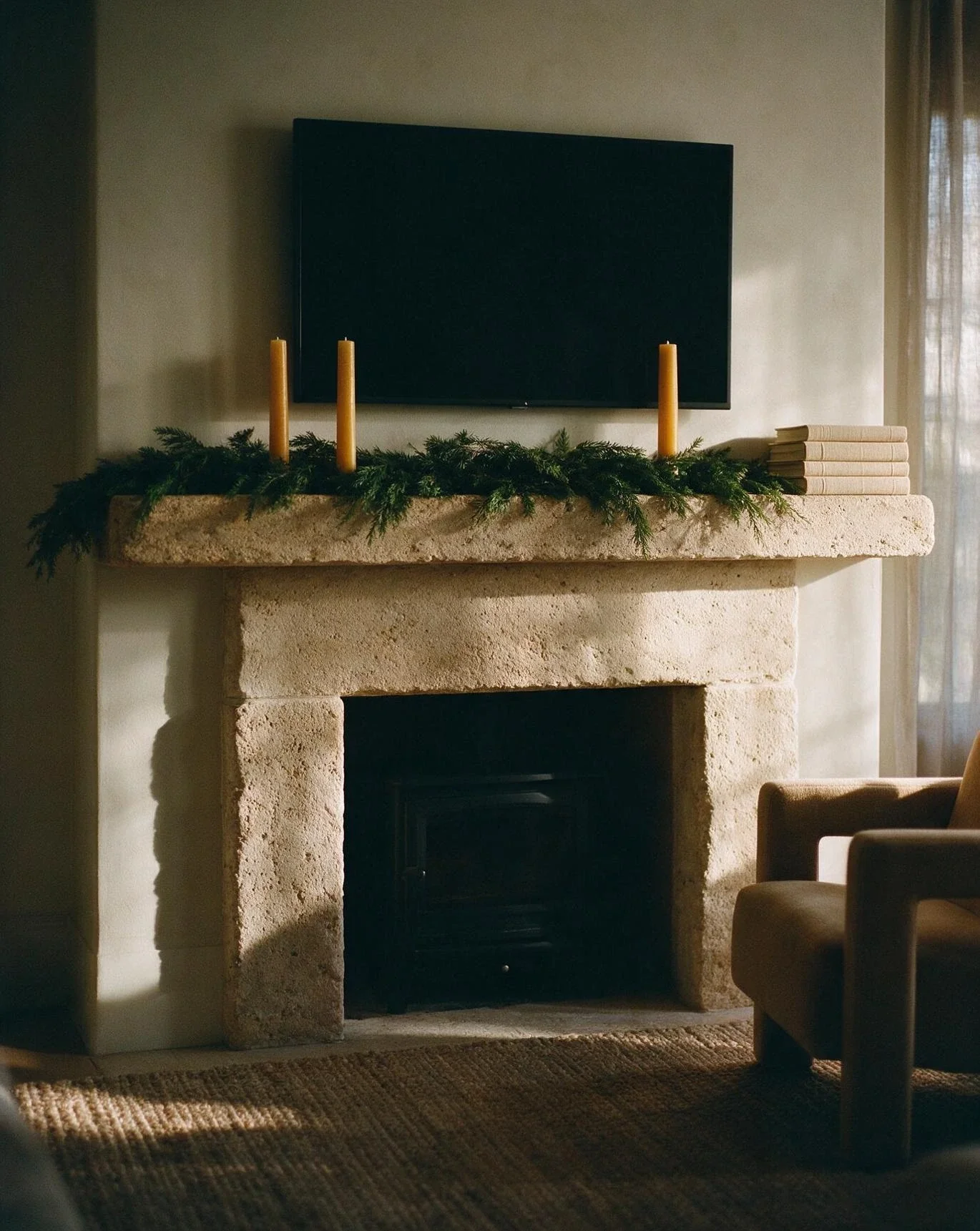 Fall Mantel Styling with a TV 2