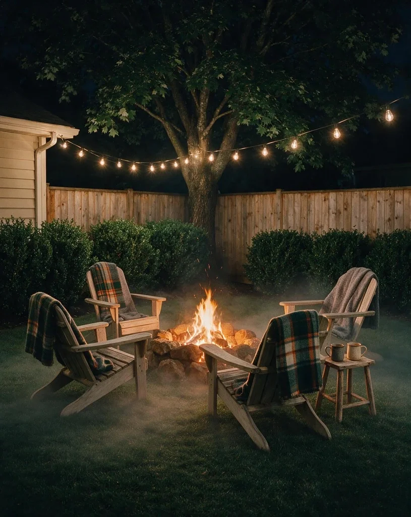 Fog and Firelight in the Backyard 2