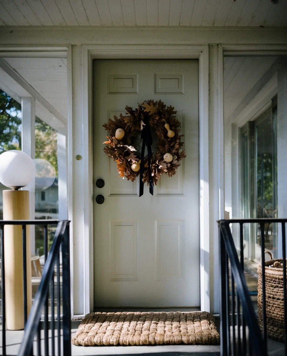 Front Door Wreath with Dried Leaves 1