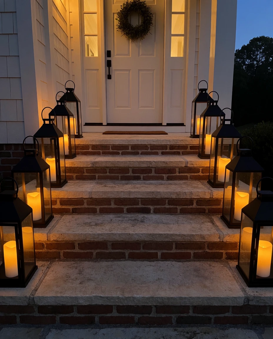 Lantern Lit Porch Steps 1