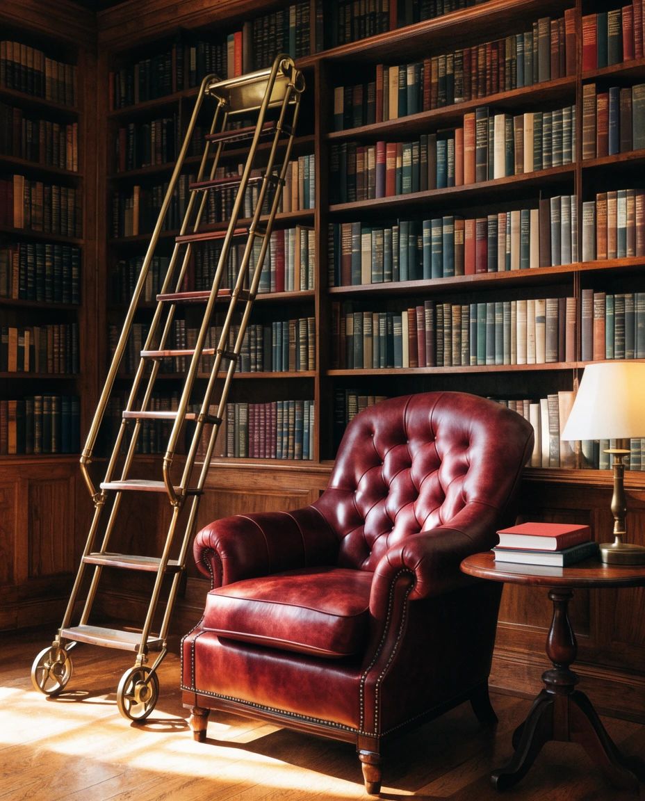 Library Ladder and Tall Shelves 1