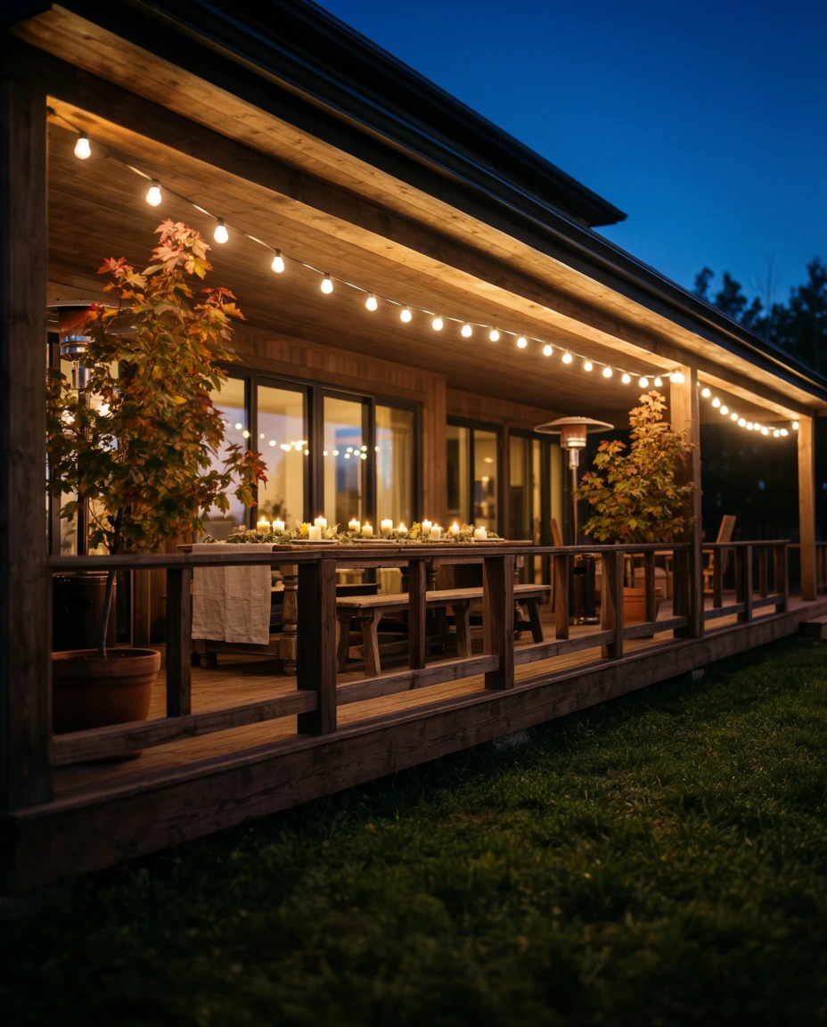Outdoor Dining with String Lights 1