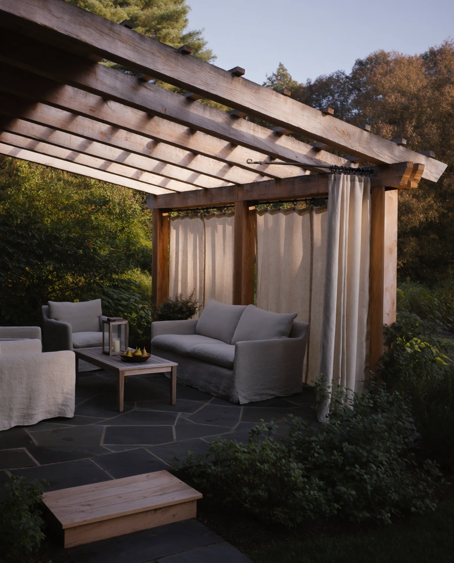 Pergola With Drop Curtains 2