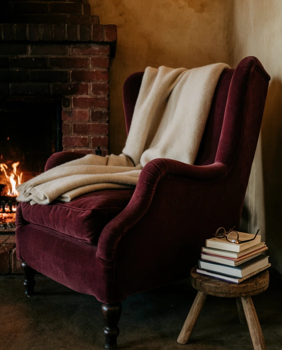 Plush Reading Chair with a Throw 1