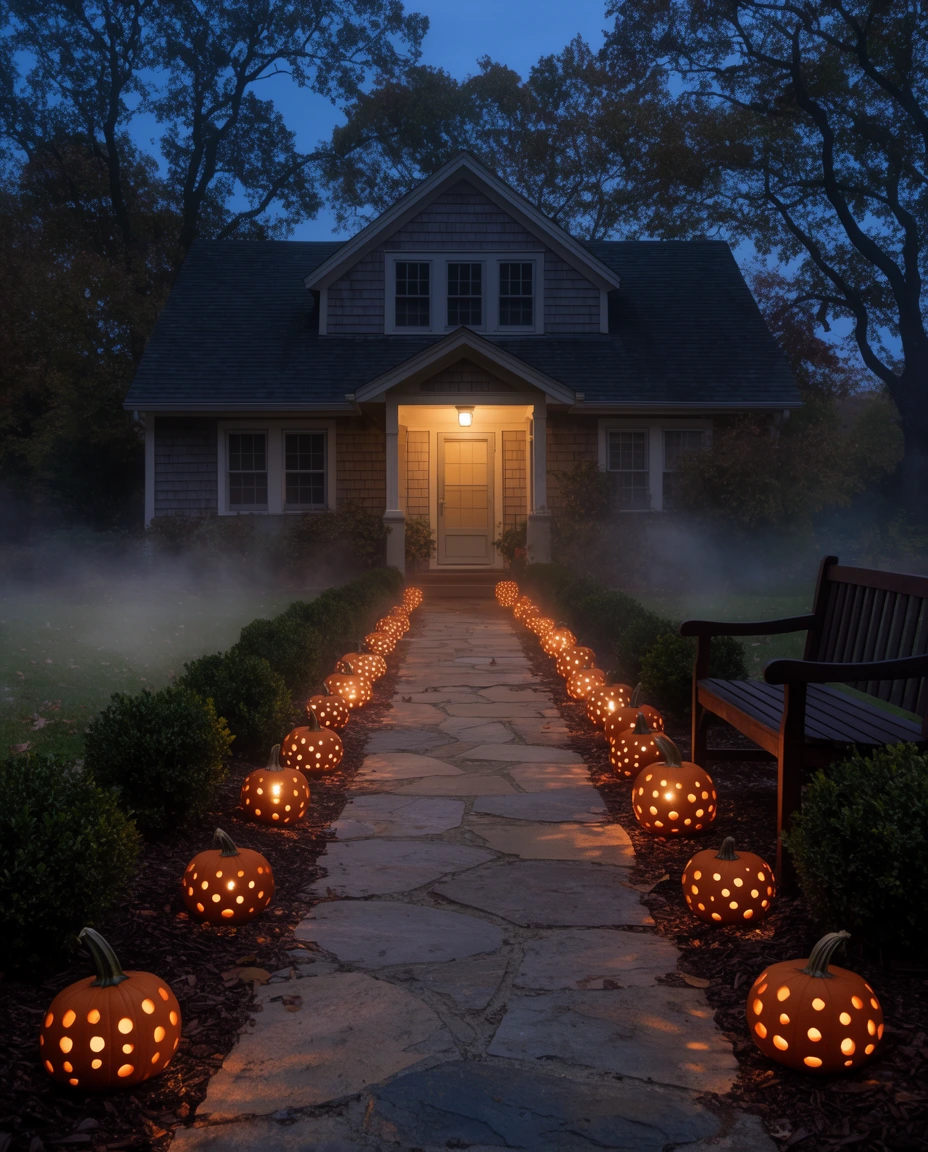 Pumpkin Luminaries at Dusk 1
