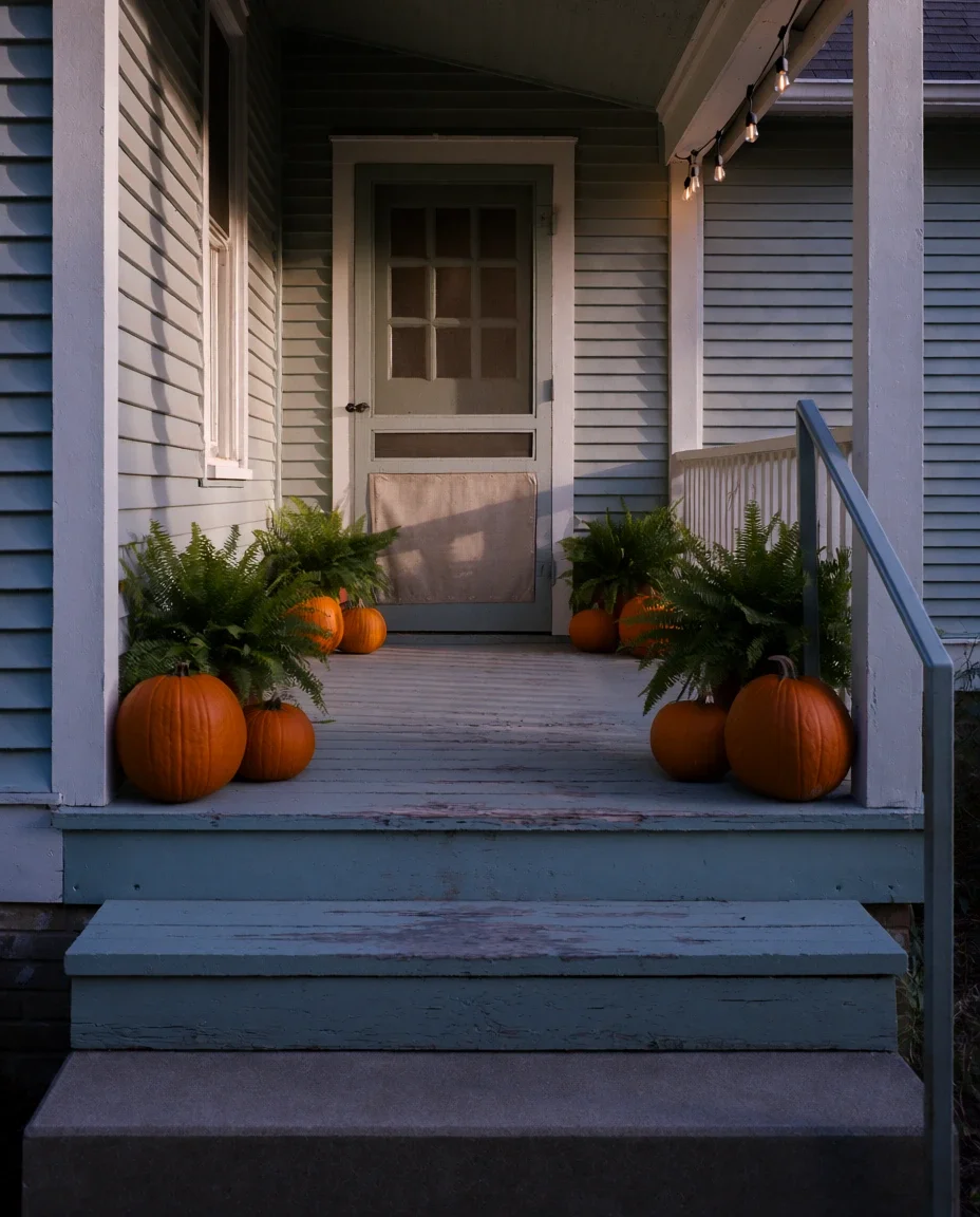 Pumpkins Along the Porch 2