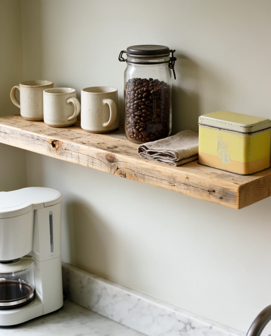 Rustic Wood Shelf Styling 1