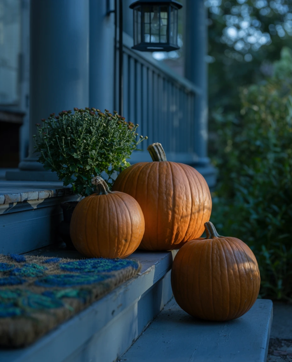 Simple Porch Pumpkin Display 1