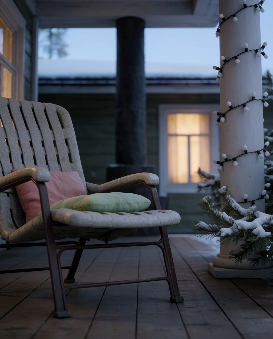 Snowy White Porch Lights 1