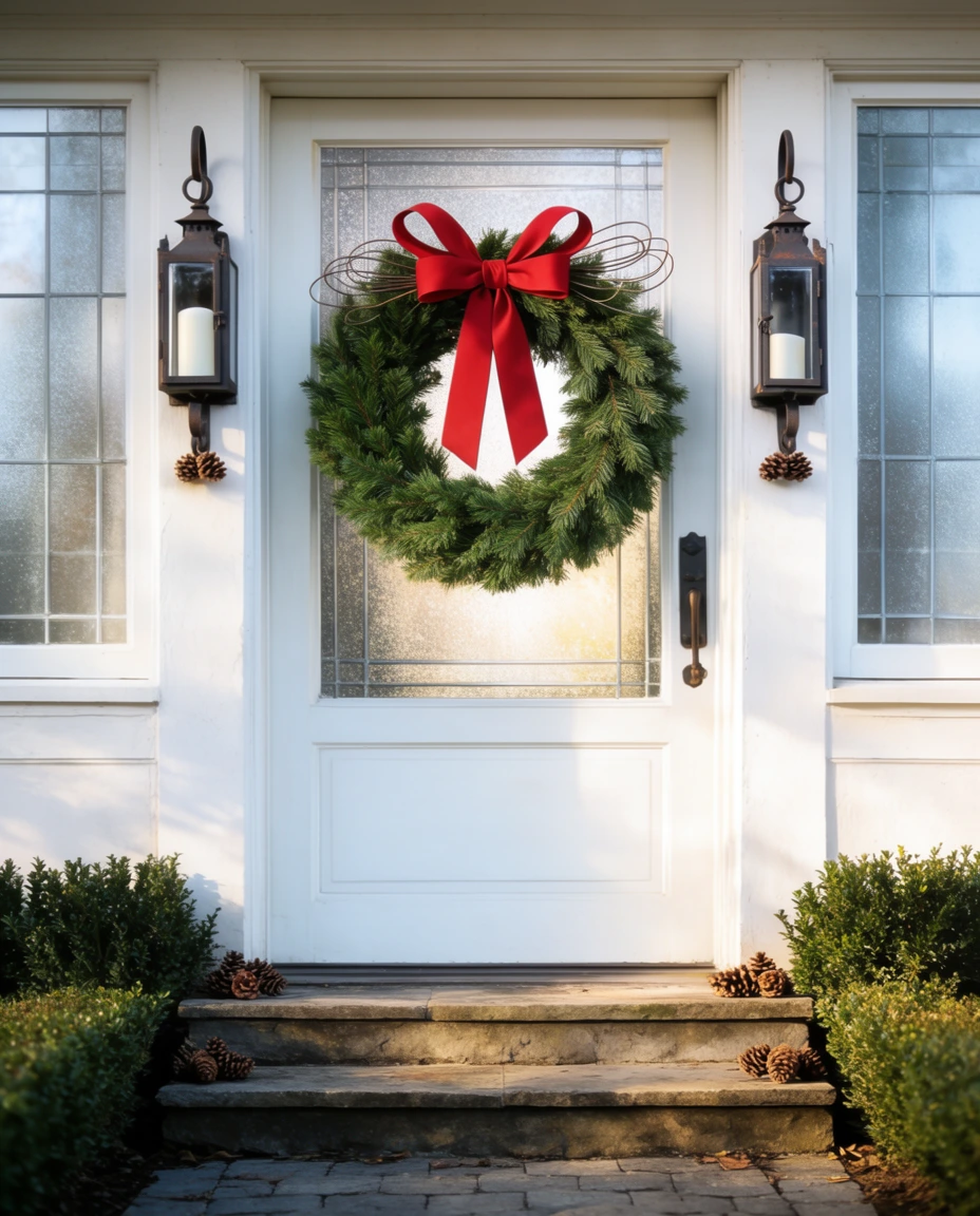 Topping Wreaths with Bows for Entrances 1