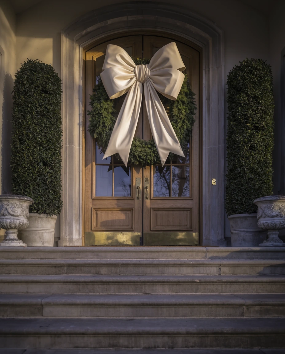 Topping Wreaths with Bows for Entrances 2