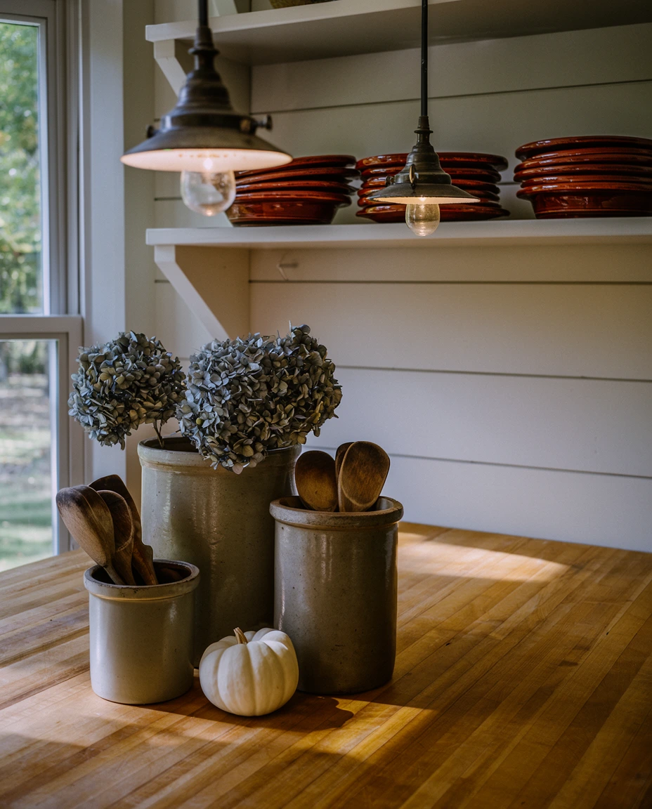 Vintage Crocks for the Kitchen Island 1