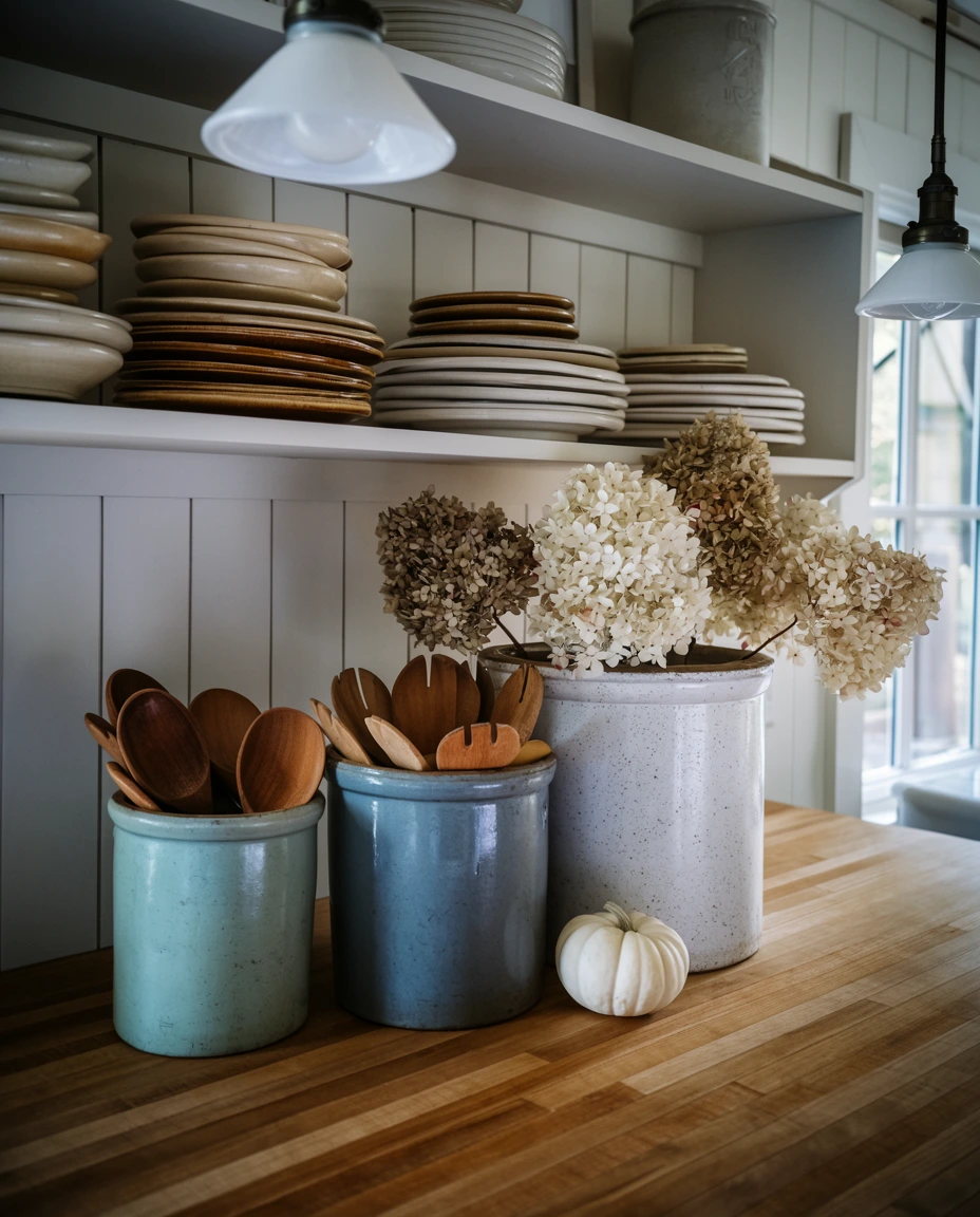 Vintage Crocks for the Kitchen Island 2