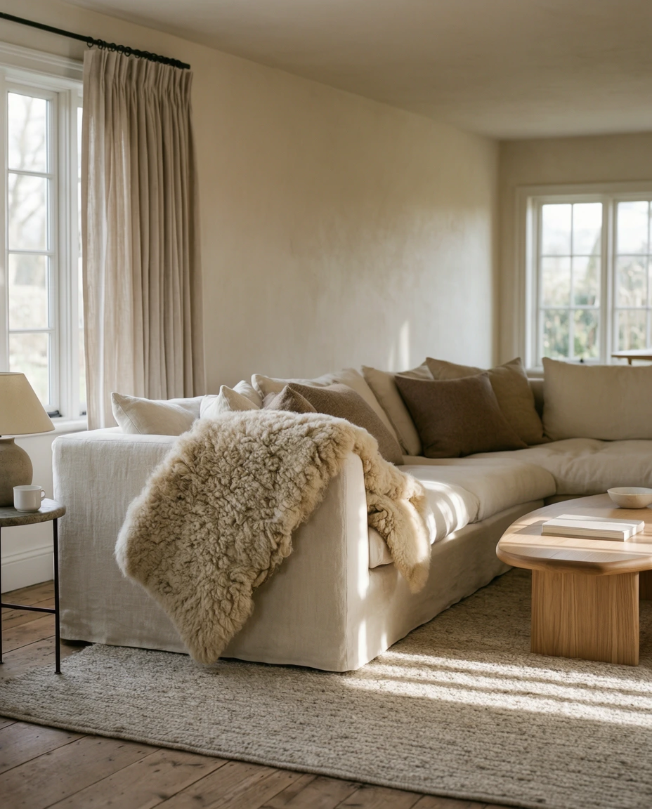 Wool Throws Over Linen Sofas 2