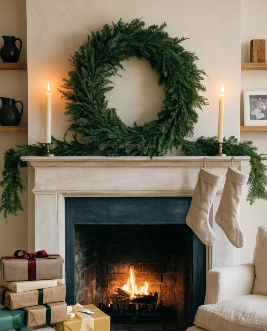 Wreath Decor for the Mantel 1