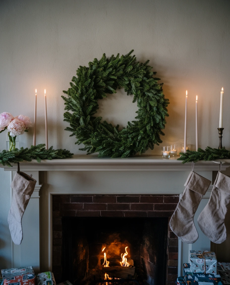 Wreath Decor for the Mantel 2
