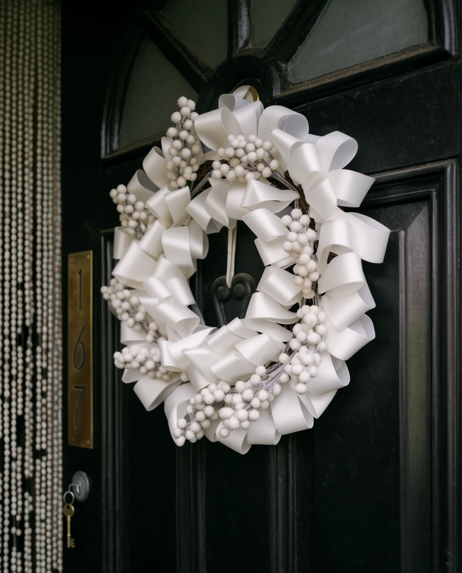 Wreaths with Elegant White Ribbon 1