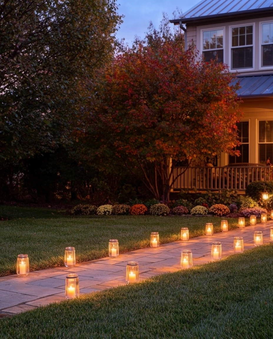 Yard Path Lined With Luminaries 1
