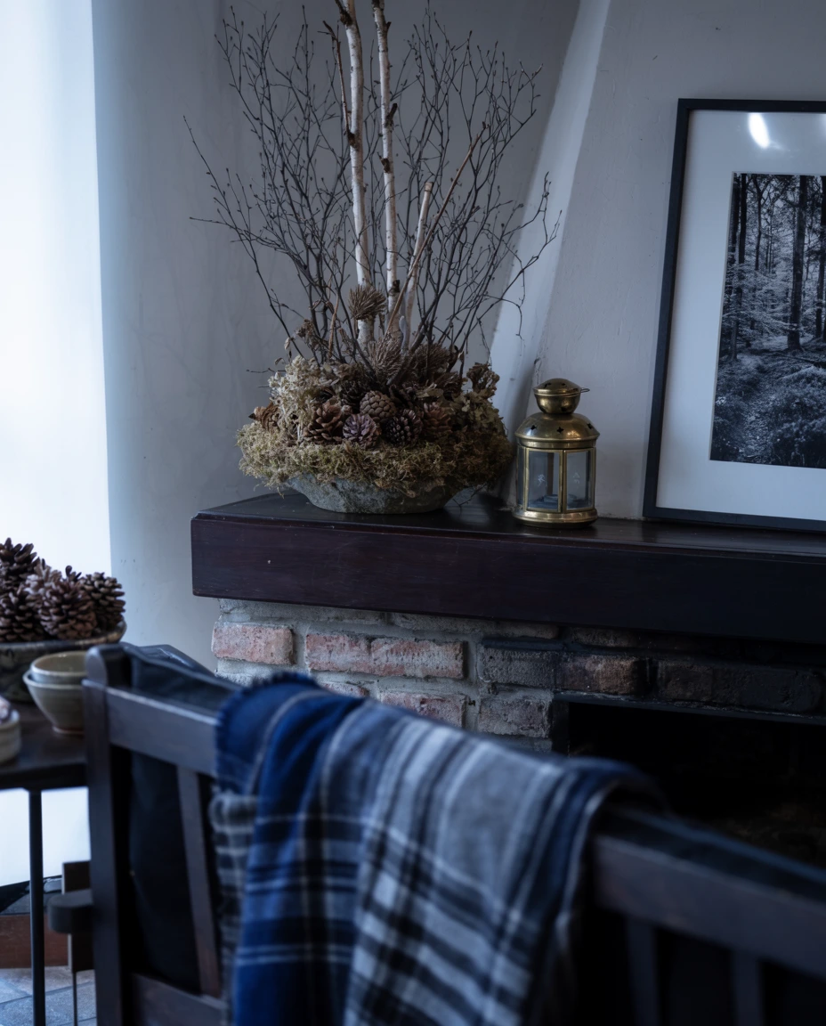Blue and White Winter Mantel 2