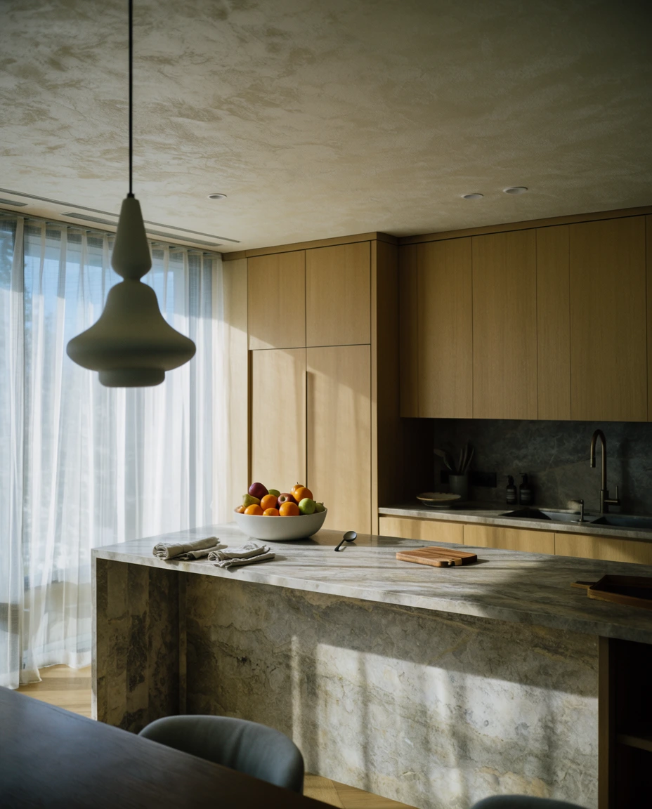 Contemporary Kitchen Layout with Island 2
